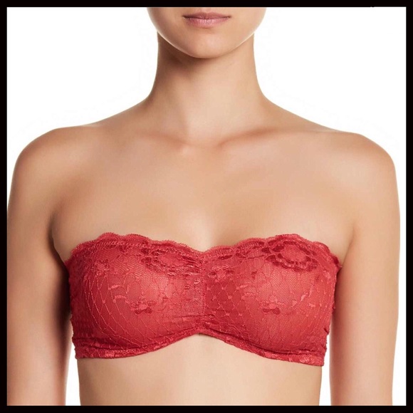 FREE PEOPLE RED LACE BRALETTE BOHO BANDEAU BRA A2C - Picture 6 of 8